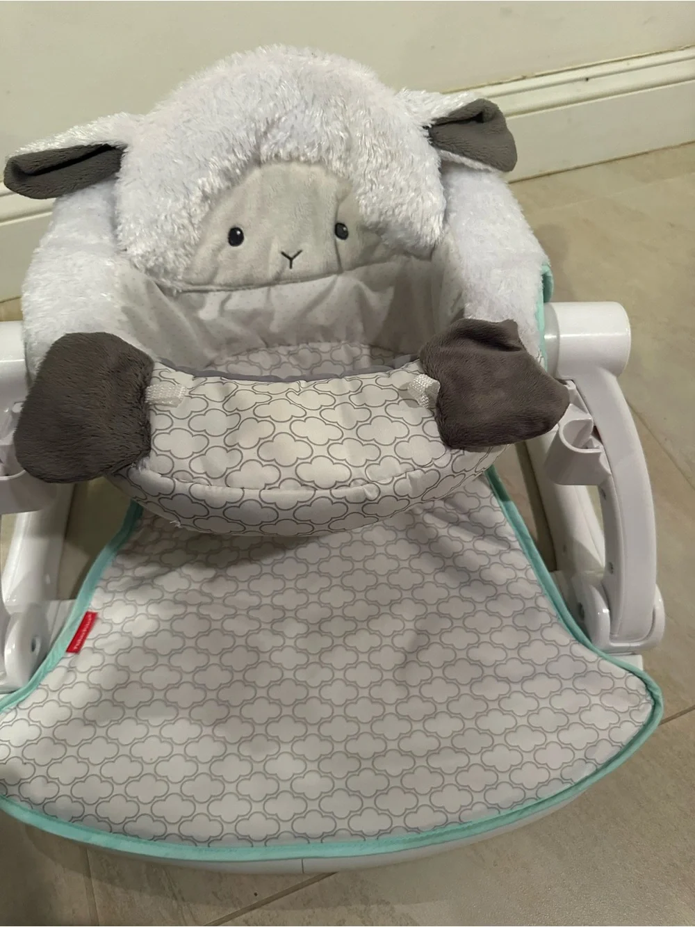 Rare Fisher Price Sit Me Up Plush Lamb Infant Seat Cover - Gray & White